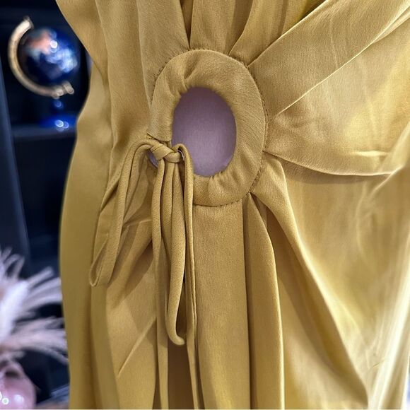 Taylor Golden Yellow A-Line Silky Midi Dress Size 10 NWT - Picture 5 of 13